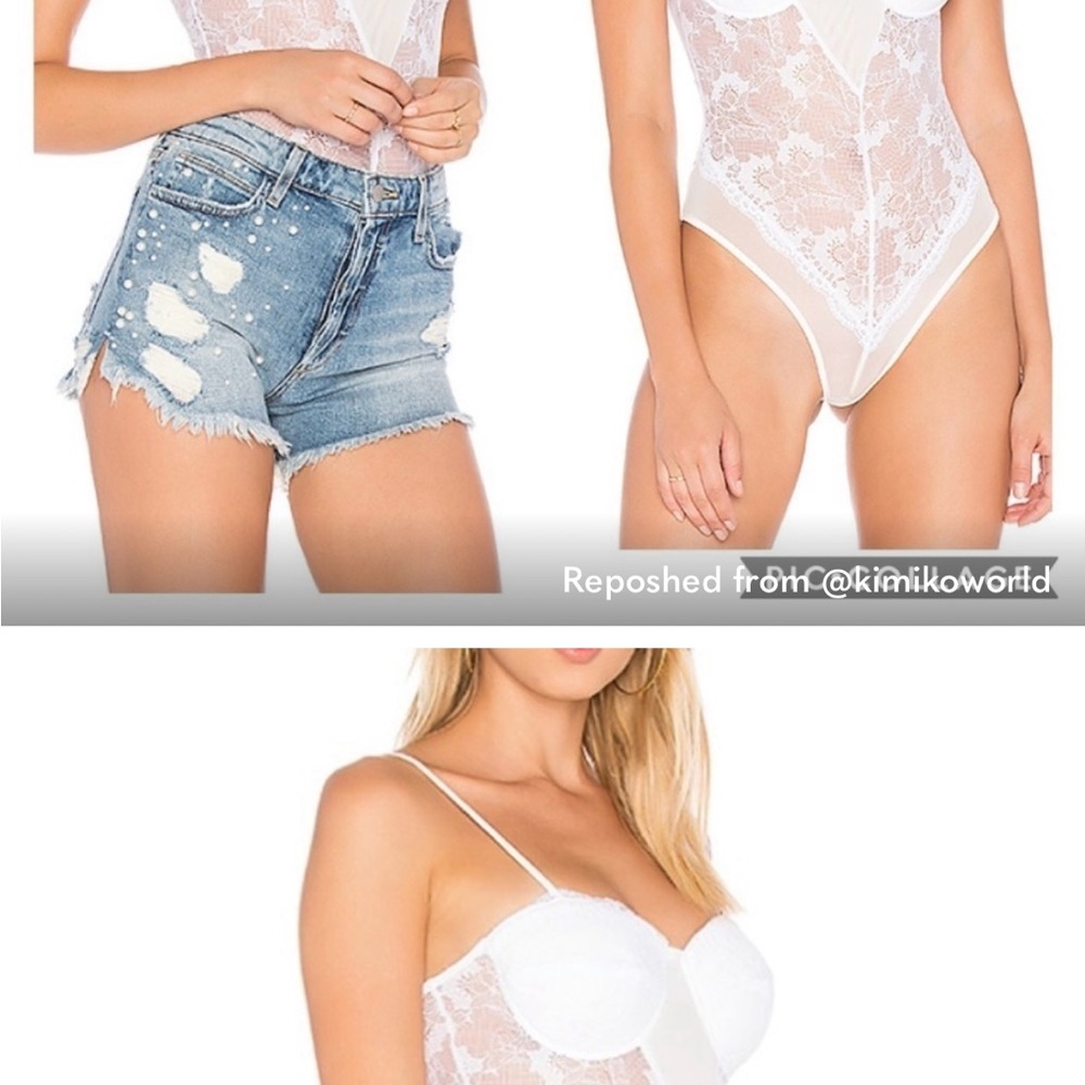 h:ours White Lace Bodysuit size XS